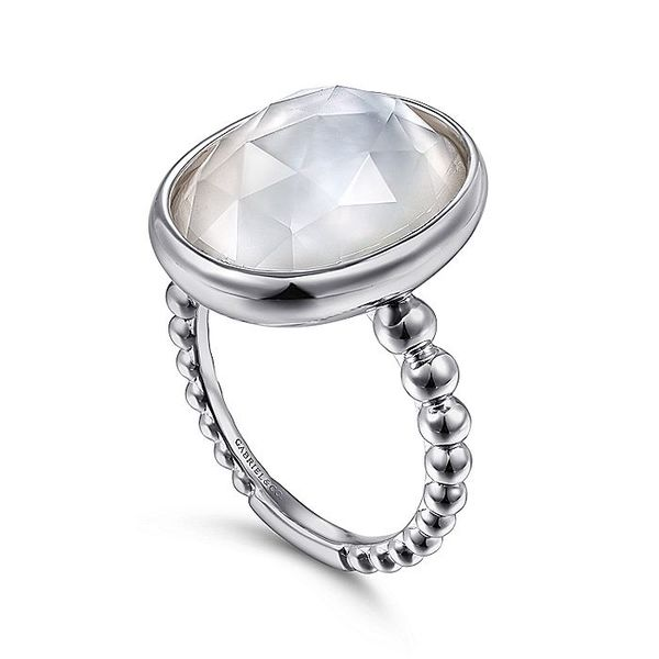925 Sterling Silver Rock Crystal and White MOP Oval Ring Image 3 Carroll / Ochs Jewelers Monroe, MI