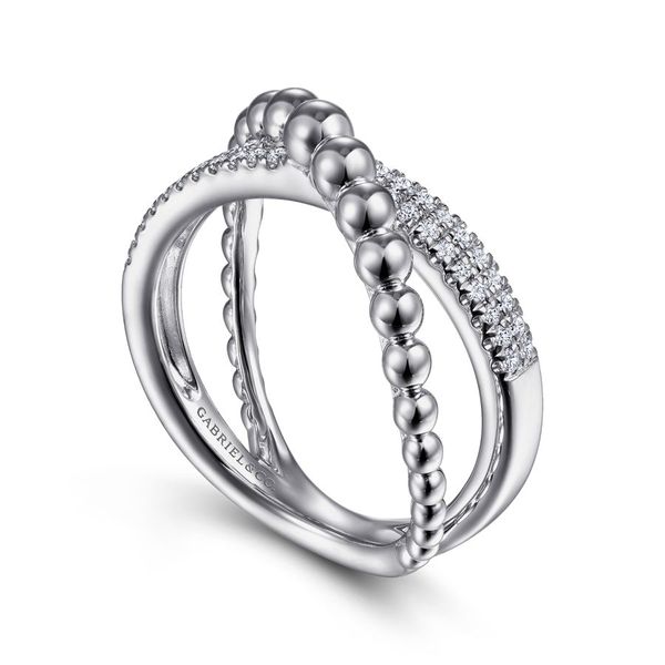 925 Sterling Silver White Sapphire Bujukan Criss Cross Ring Image 3 Carroll / Ochs Jewelers Monroe, MI