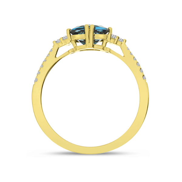14K Yellow Gold Cushion Blue Topaz Diamond Ring Image 2 Carroll / Ochs Jewelers Monroe, MI
