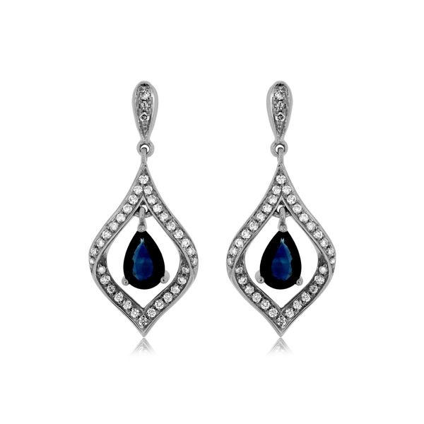 Sapphires & Diamonds Dangle Earrings in 14 Karat Carroll / Ochs Jewelers Monroe, MI