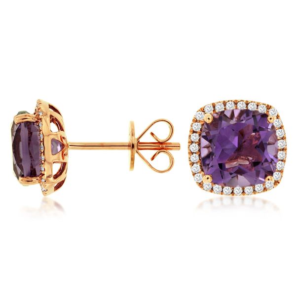 Amethysts & Diamonds Halo Earrings in 14 Karat Carroll / Ochs Jewelers Monroe, MI