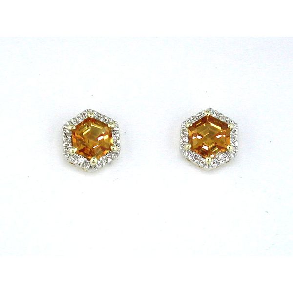 Citrines & Diamonds Halo Earrings in 14 Karat Carroll / Ochs Jewelers Monroe, MI