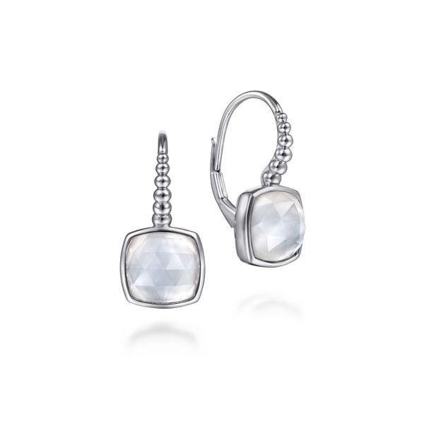 925 Sterling Silver Rock Crystal and White Mother of Pearl Leverback Earrings Carroll / Ochs Jewelers Monroe, MI