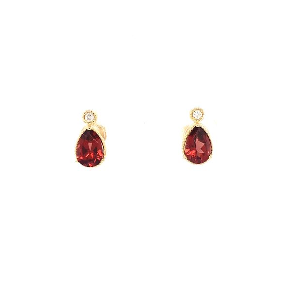 Garnet & Diamond Birthstone Earrings in 14 Karat Carroll / Ochs Jewelers Monroe, MI
