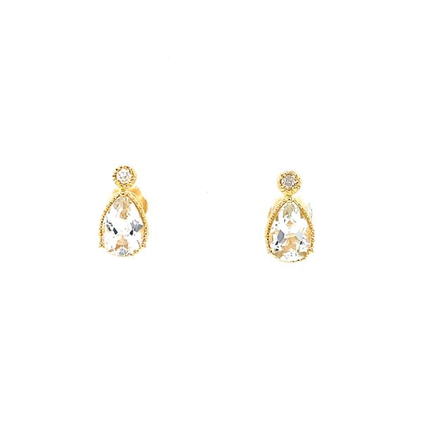 White Topaz & Diamond Birthstone Earrings in 14 Karat Carroll / Ochs Jewelers Monroe, MI