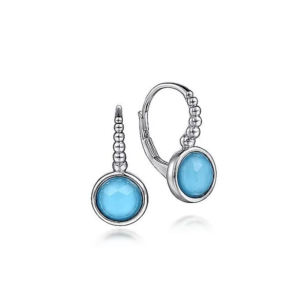 925 Sterling Silver Rock crystal and Turquoise Leverback Earrings Carroll / Ochs Jewelers Monroe, MI