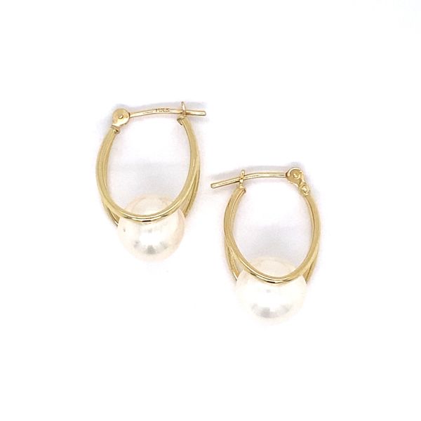 8mm Pearl Hoop Earrings in 14 Karat Carroll / Ochs Jewelers Monroe, MI
