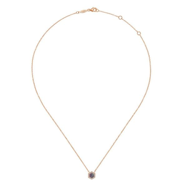 14K Rose Gold Black Mother Pearl and Diamond Necklace Image 2 Carroll / Ochs Jewelers Monroe, MI