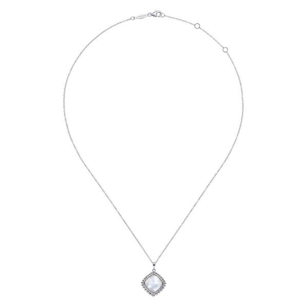 925 Sterling Silver Rock Crystal and White Mother of Pearl Pendant Necklace Image 2 Carroll / Ochs Jewelers Monroe, MI