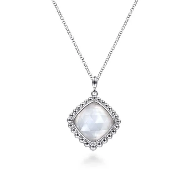 925 Sterling Silver Rock Crystal and White Mother of Pearl Pendant Necklace Carroll / Ochs Jewelers Monroe, MI