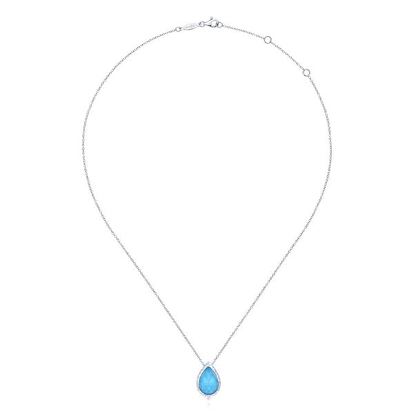 925 Sterling Silver Round Rock Crystal/Turquoise Doublet Pendant Necklace Image 2 Carroll / Ochs Jewelers Monroe, MI