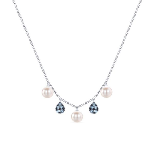 925 Sterling Silver Blue Topaz and Pearl Drops Necklace Carroll / Ochs Jewelers Monroe, MI