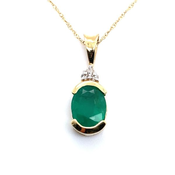 Emerald & Diamonds Pendant in 14 Karat Image 2 Carroll / Ochs Jewelers Monroe, MI