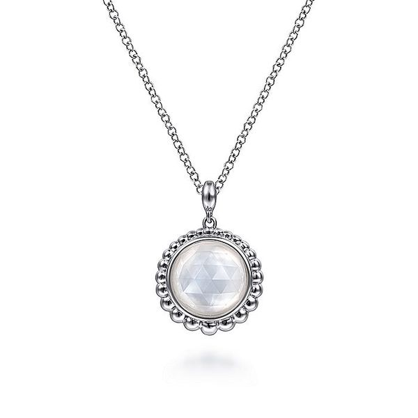 Mother Of Pearl & Halo Pendant in Sterling Silver Carroll / Ochs Jewelers Monroe, MI