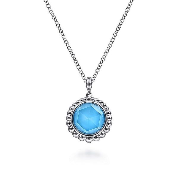 925 Sterling Silver Rock crystal and Turquoise Pendant Necklace Carroll / Ochs Jewelers Monroe, MI