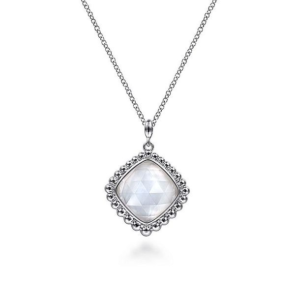 925 Sterling Silver Rock Crystal and White Mother of Pearl Pendant Necklace Carroll / Ochs Jewelers Monroe, MI