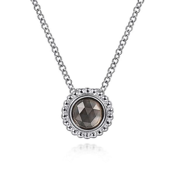 925 Sterling Silver Rock Crystal& Black Mother of Pearl Bujukan Frame Pendant Necklace Carroll / Ochs Jewelers Monroe, MI