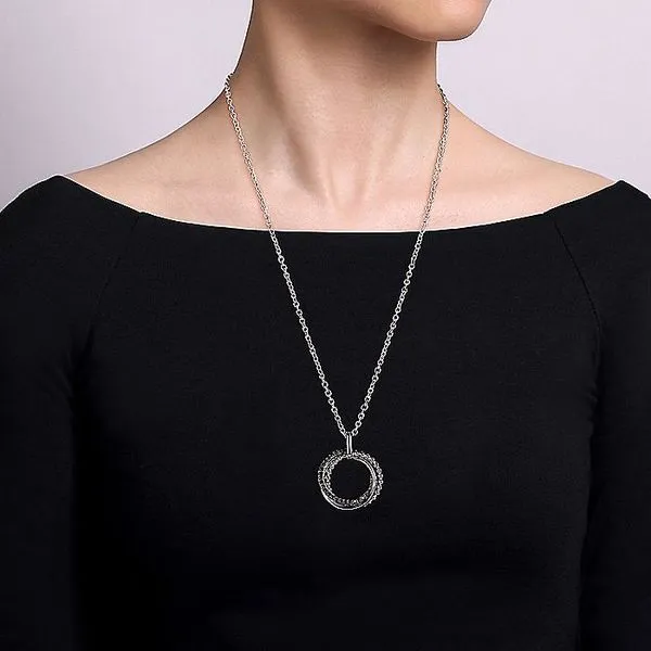 Sterling Silver Black Spinel Circular Bujukan Pendant Necklace Image 2 Carroll / Ochs Jewelers Monroe, MI