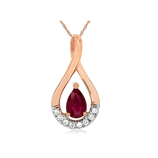 Ruby & Diamonds Swirl Pendant in 14 Karat Carroll / Ochs Jewelers Monroe, MI