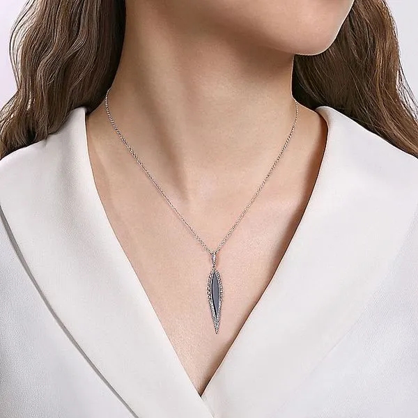 14K White Gold Diamond and Onyx Pendant Necklace Image 2 Carroll / Ochs Jewelers Monroe, MI