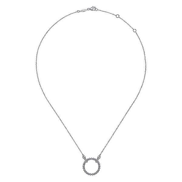 925 Sterling Silver Open Circle Bujukan Pendant Necklace with White Sapphire Image 2 Carroll / Ochs Jewelers Monroe, MI