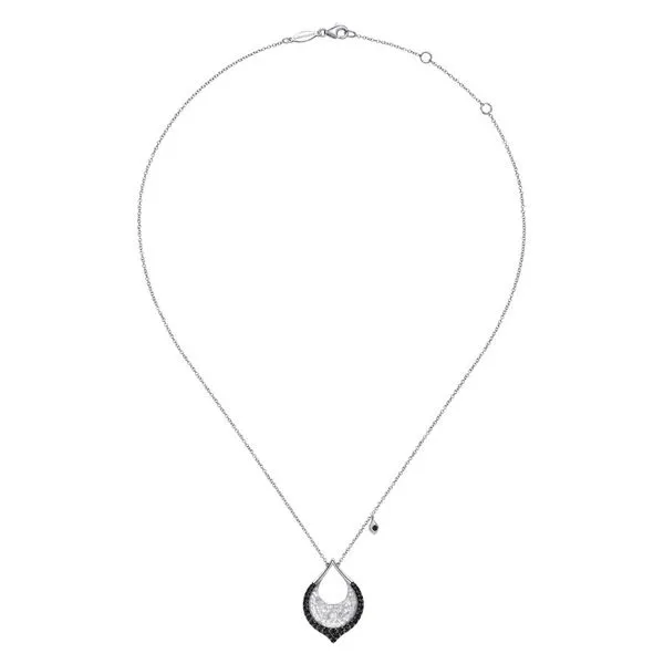 Hammered 925 Sterling Silver Black Spinel Teardrop Pendant Necklace Image 2 Carroll / Ochs Jewelers Monroe, MI