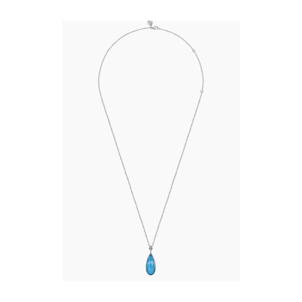 Sterling Silver Crystal Rock & Turquoise Teardrop Pendant Image 2 Carroll / Ochs Jewelers Monroe, MI