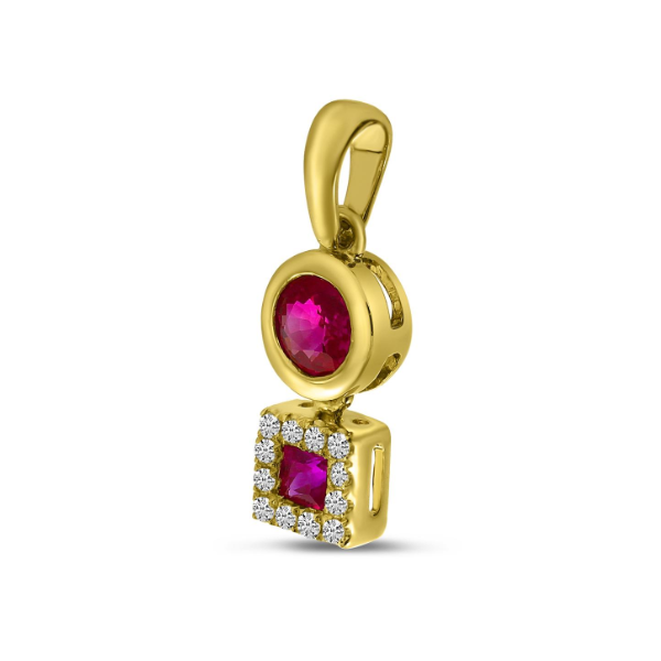 14K Yellow Gold Ruby Drop Pendant Image 2 Carroll / Ochs Jewelers Monroe, MI