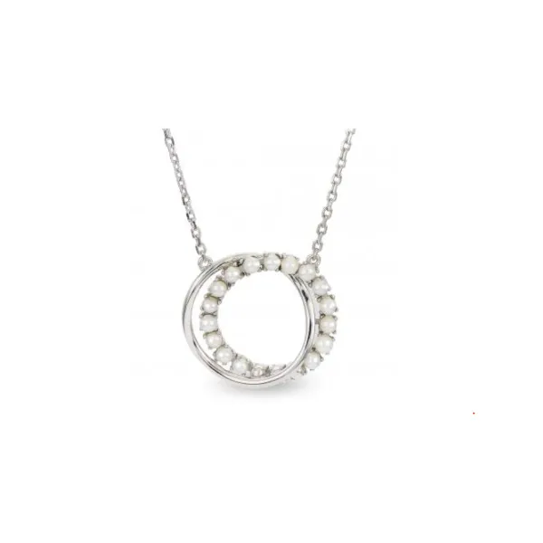Interlocked Circle Pendant in Sterling Silver with White ...