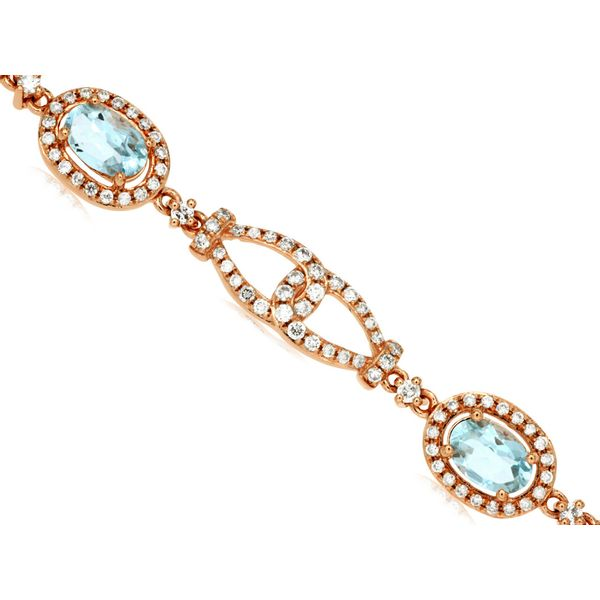Aquamarines & Diamonds Halo Interlocking Bracelet in 14 Karat Carroll / Ochs Jewelers Monroe, MI