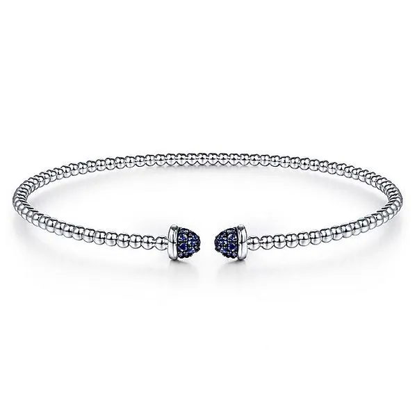 14K White Gold Bujukan Bead Cuff Bracelet with Sapphire PavÃ© Caps Carroll / Ochs Jewelers Monroe, MI