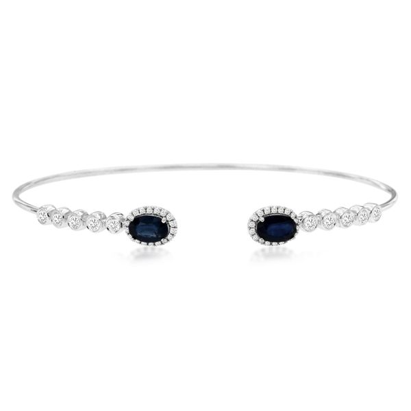 Sapphires & Diamonds Halo Bangle Bracelet in 14 Karat Carroll / Ochs Jewelers Monroe, MI