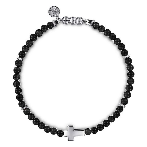 925 Sterling Silver Cross Bracelet with Onyx Beads Carroll / Ochs Jewelers Monroe, MI