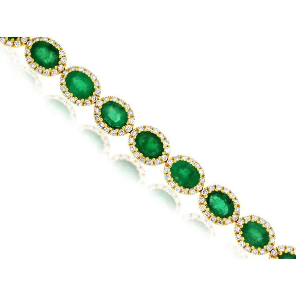 Emeralds & Diamonds Halo Tennis Bracelet in 14 Karat