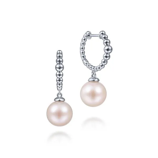 925 Sterling Silver Pearl Drop Huggies Carroll / Ochs Jewelers Monroe, MI