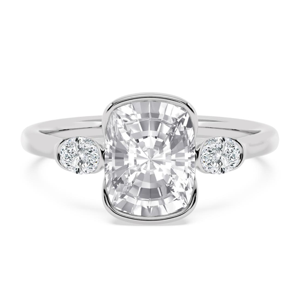 14K White Gold 3 Stone Cushion Diamond Engagement Ring Carroll / Ochs Jewelers Monroe, MI
