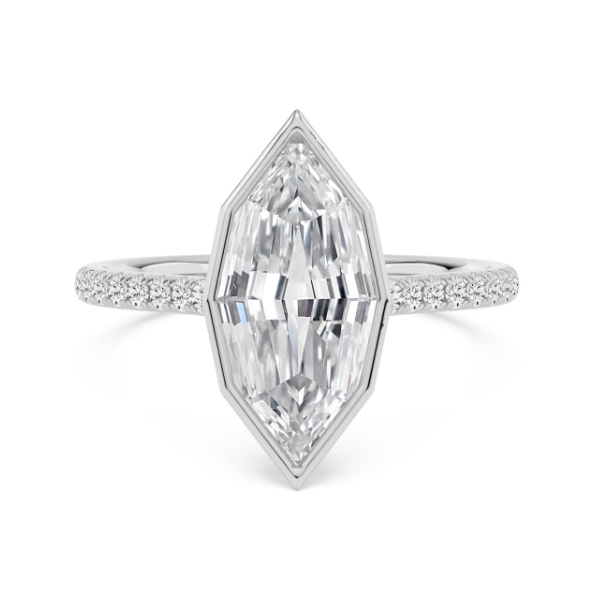 14K White Gold Modified Marquise Step Cut Diamond Engagement Ring Carroll / Ochs Jewelers Monroe, MI