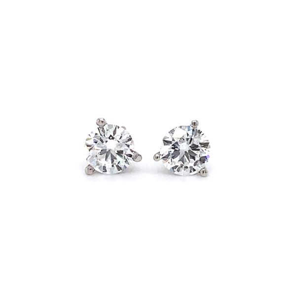 1 ctw Round Lab-Grown Diamond Three-Prong Stud Earrings in 14kt White Gold Carroll / Ochs Jewelers Monroe, MI