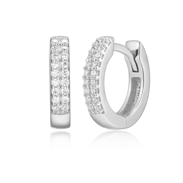 Sterling Silver Double Row Hoop Earrings Carroll / Ochs Jewelers Monroe, MI