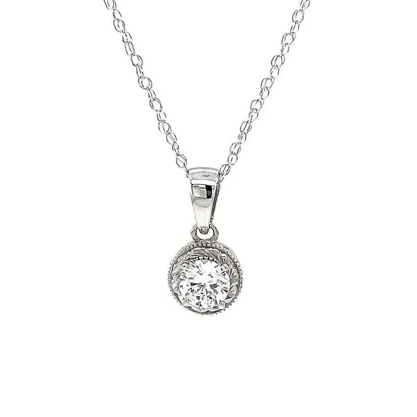 1/2 ct Lab-Grown Diamond Engraved Solitaire Pendant in White Gold Carroll / Ochs Jewelers Monroe, MI