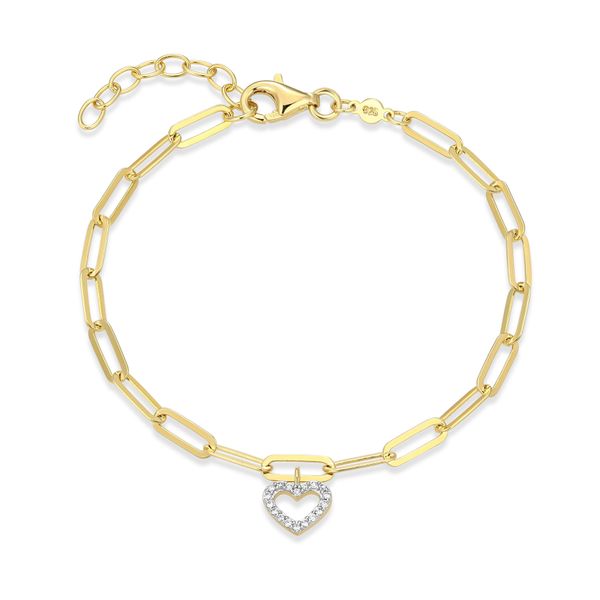 Sterling Silver Paperclip Heart Bracelet Carroll / Ochs Jewelers Monroe, MI