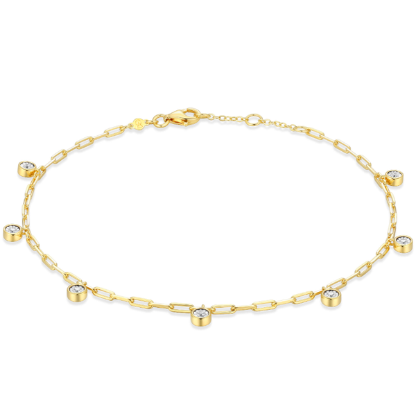 Sterling Silver Dangle Station Anklet Bracelet Carroll / Ochs Jewelers Monroe, MI