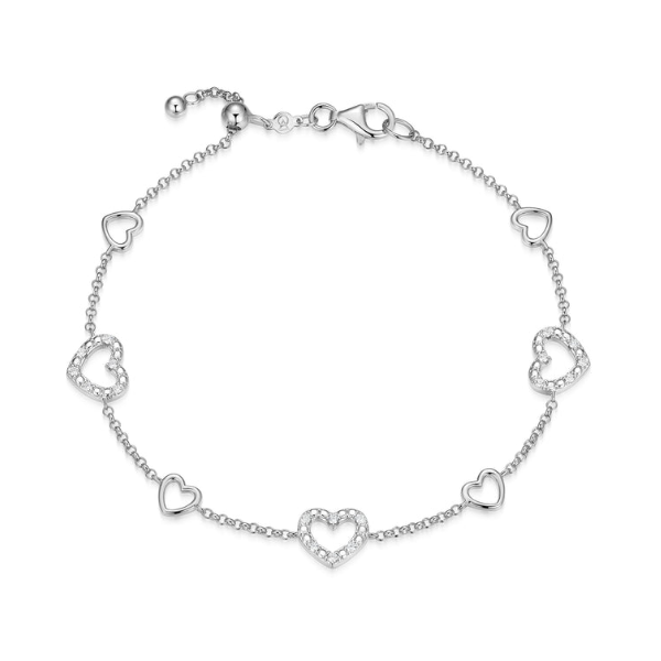 Sterling Silver Heart Station Bolo Bracelet Carroll / Ochs Jewelers Monroe, MI