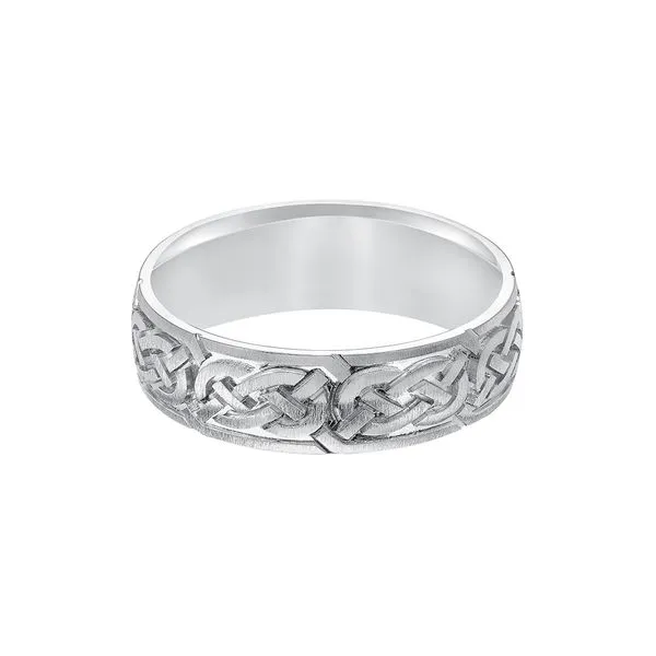 6.5mm Satin Celtic-Knot 14kt Gold Wedding Band similar item image