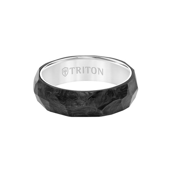 6.5mm Faceted Forged Carbon & Titanium Wedding Ring Carroll / Ochs Jewelers Monroe, MI