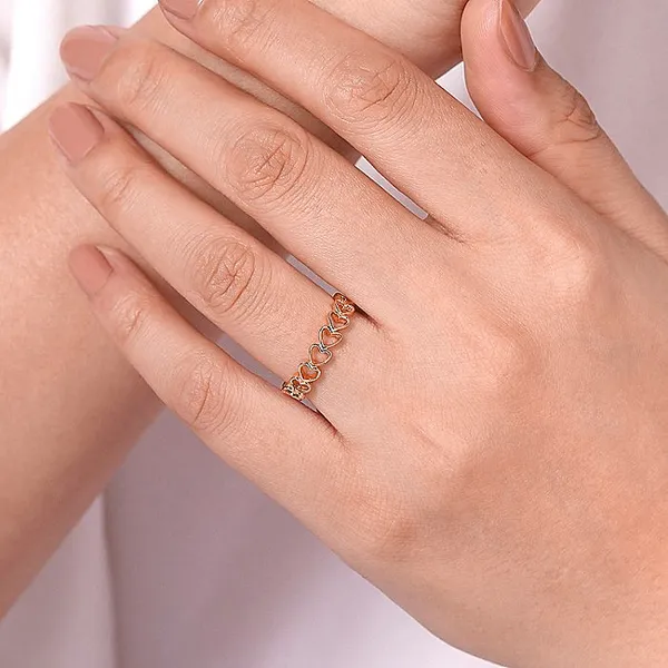 14K Rose Gold Sideways Heart Stackable Ring Image 2 Carroll / Ochs Jewelers Monroe, MI