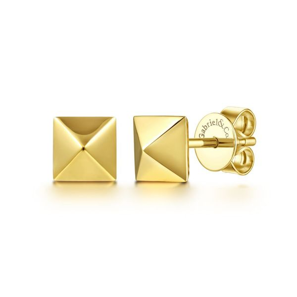 14K Yellow Gold Pyramid Stud Earrings Carroll / Ochs Jewelers Monroe, MI