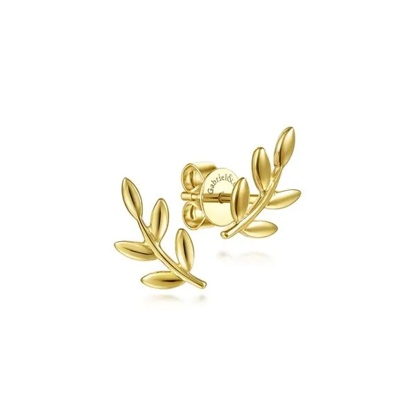 14K Yellow Gold Laurel Branch Post Earrings Carroll / Ochs Jewelers Monroe, MI