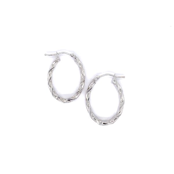 21 x 7 mm Ribbed Oval Hoop Earrings in 14 Karat Carroll / Ochs Jewelers Monroe, MI