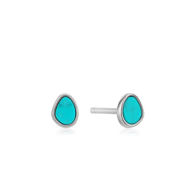 Silver Tidal Turquoise Stud Earrings Carroll / Ochs Jewelers Monroe, MI
